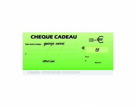 Chèque cadeau de 15 euros