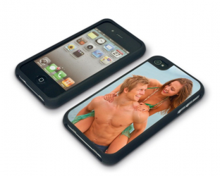 Coque de protection noire pour Iphone 4 et 4s personnalisée avec une photo