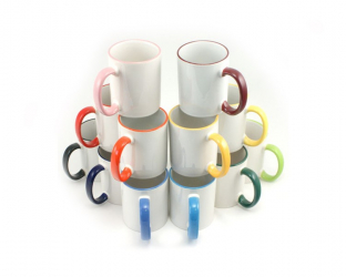 Mug avec poignée et rebord en couleur à personnaliser avec une photo