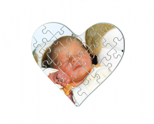 Puzzle 21 pièces en forme de coeur, à personnaliser avec une photo