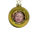 Petite boule de Noël dorée à personnaliser avec une photo